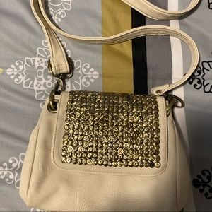 Cream and gold rivets crossbody